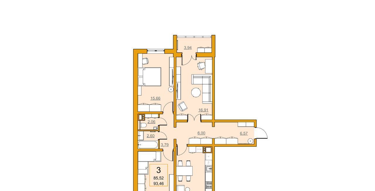 квартира г Саратов р-н Кировский Солнечный 2 ул им Академика Семенова Н.Н. 19 фото 1