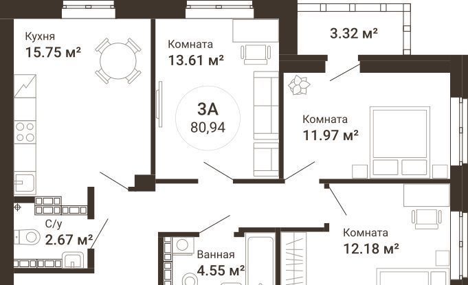 квартира г Екатеринбург Ботаническая ул 2-я Новосибирская 12 фото 1