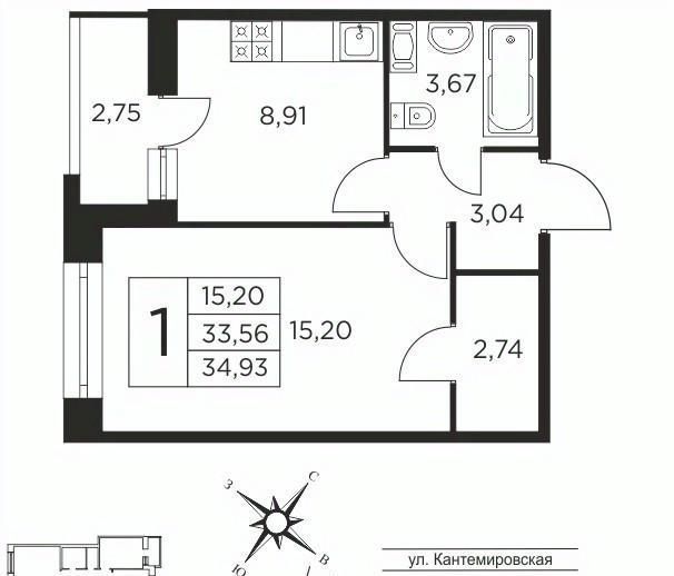 квартира г Санкт-Петербург метро Лесная пр-кт Большой Сампсониевский 70к/2 фото 1