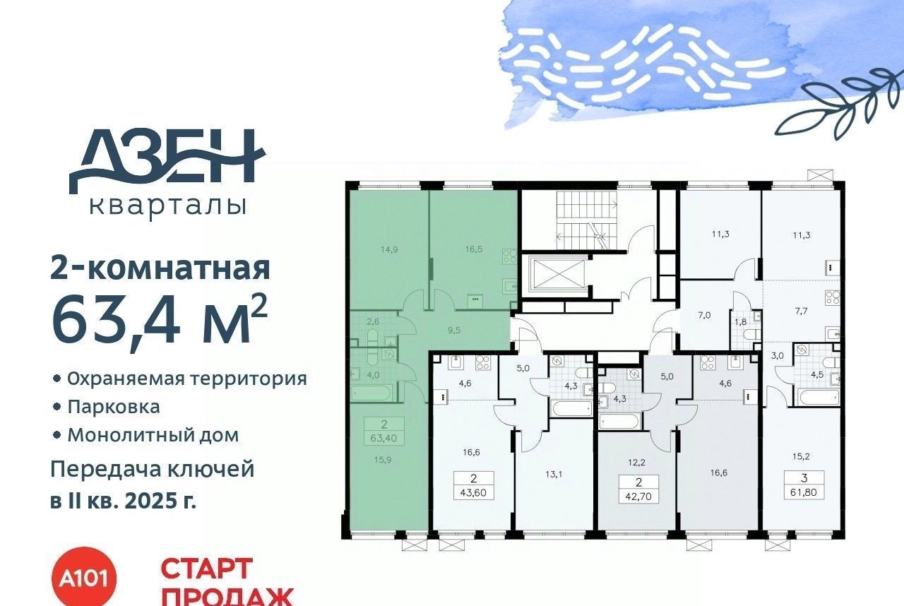 квартира г Москва п Сосенское метро Коммунарка ЖР «Дзен-кварталы» 1/2 фото 2