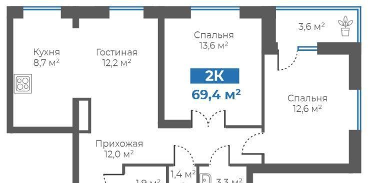 квартира г Тюмень р-н Калининский ул Интернациональная 197б фото 5