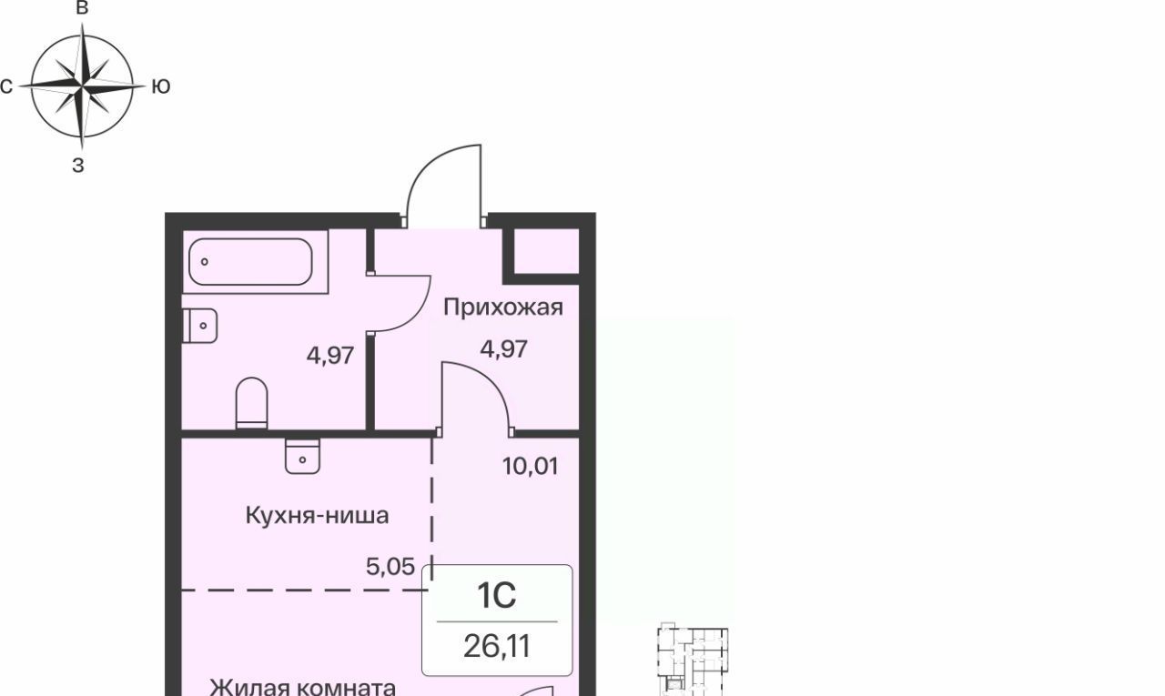 квартира р-н Всеволожский п Янино-1 ЖК Расцветай Янино Заневское городское поселение, Проспект Большевиков фото 1