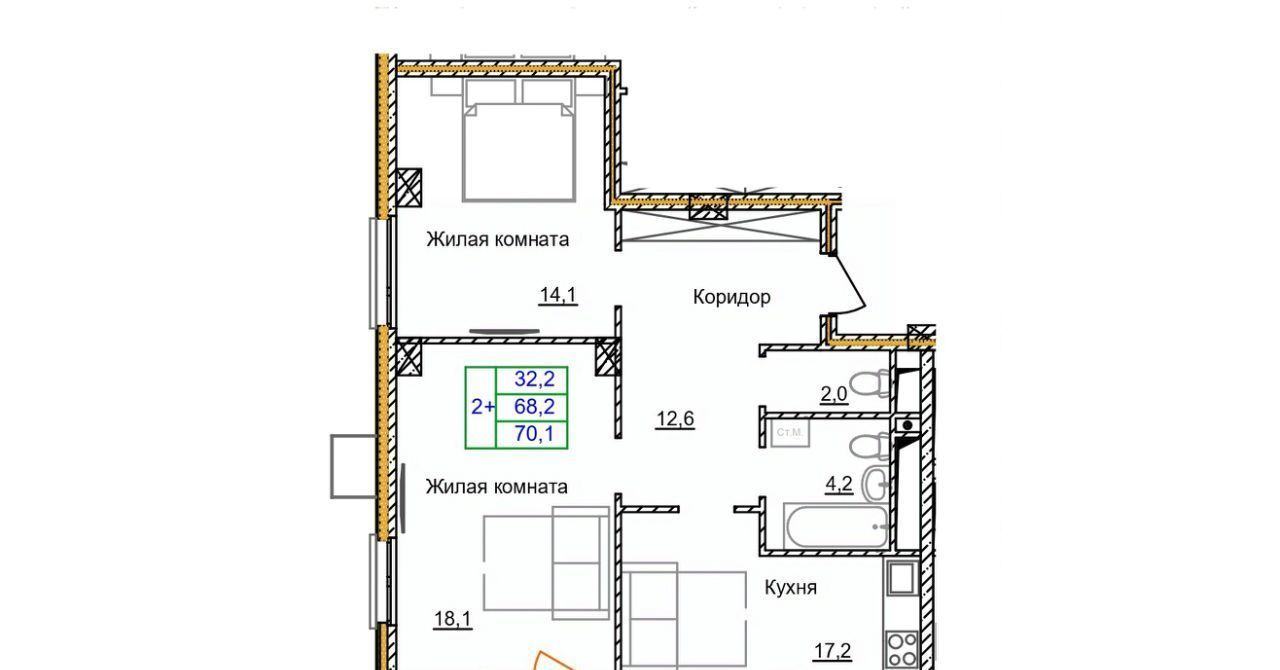 квартира г Старый Оскол микрорайон Космос 11 фото 1