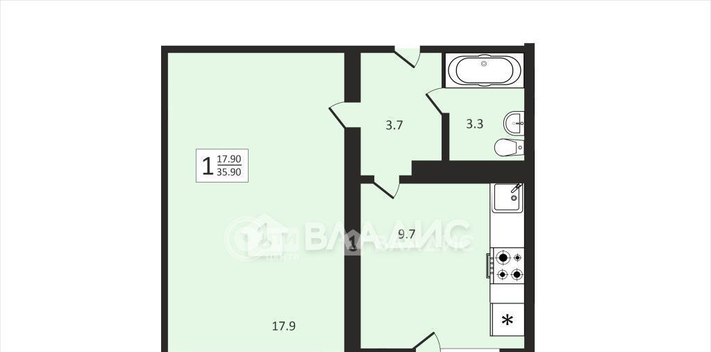 квартира г Воронеж р-н Железнодорожный ул Маршала Одинцова 25б/35 фото 2