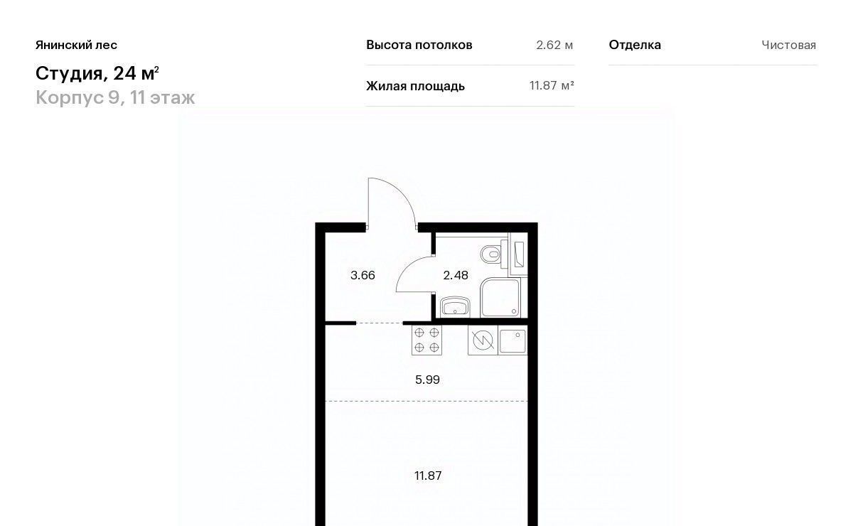 квартира р-н Всеволожский п Янино-1 ЖК Янинский Лес 9 Заневское городское поселение, Проспект Большевиков фото 1