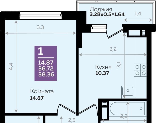 квартира г Краснодар р-н Прикубанский Городской Левада кв-л фото 1