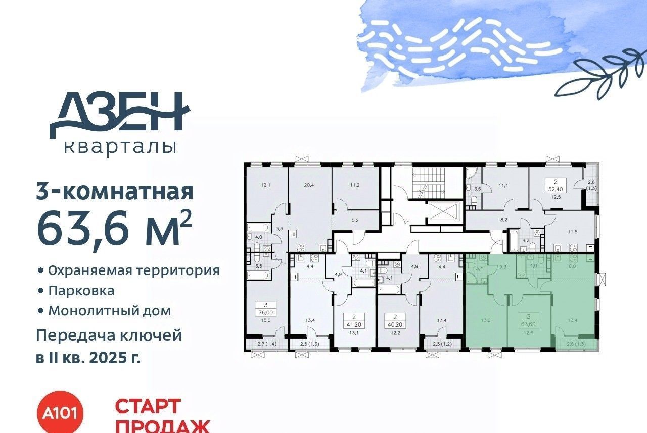 квартира г Москва п Сосенское метро Коммунарка ЖР «Дзен-кварталы» 2/4 фото 2