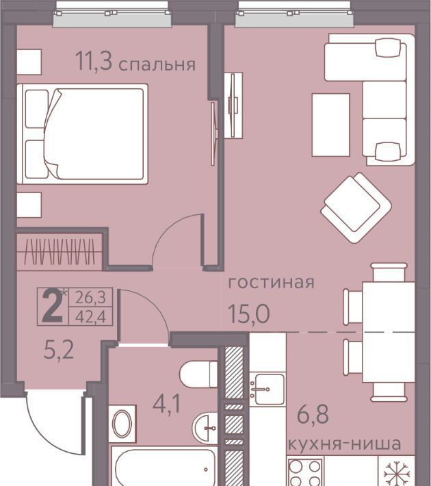 квартира г Пермь р-н Мотовилихинский ул Серебристая 5 фото 1