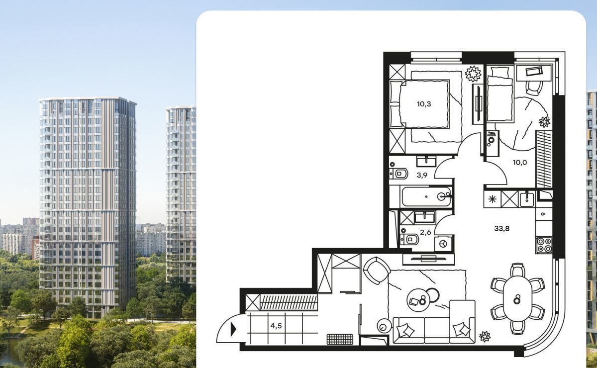 квартира г Москва метро Тушинская ш Волоколамское 81/2с 3 фото 1