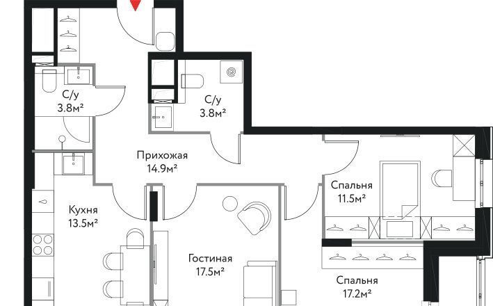 квартира г Москва метро Сокольники ул Краснобогатырская 38к/4 фото 1