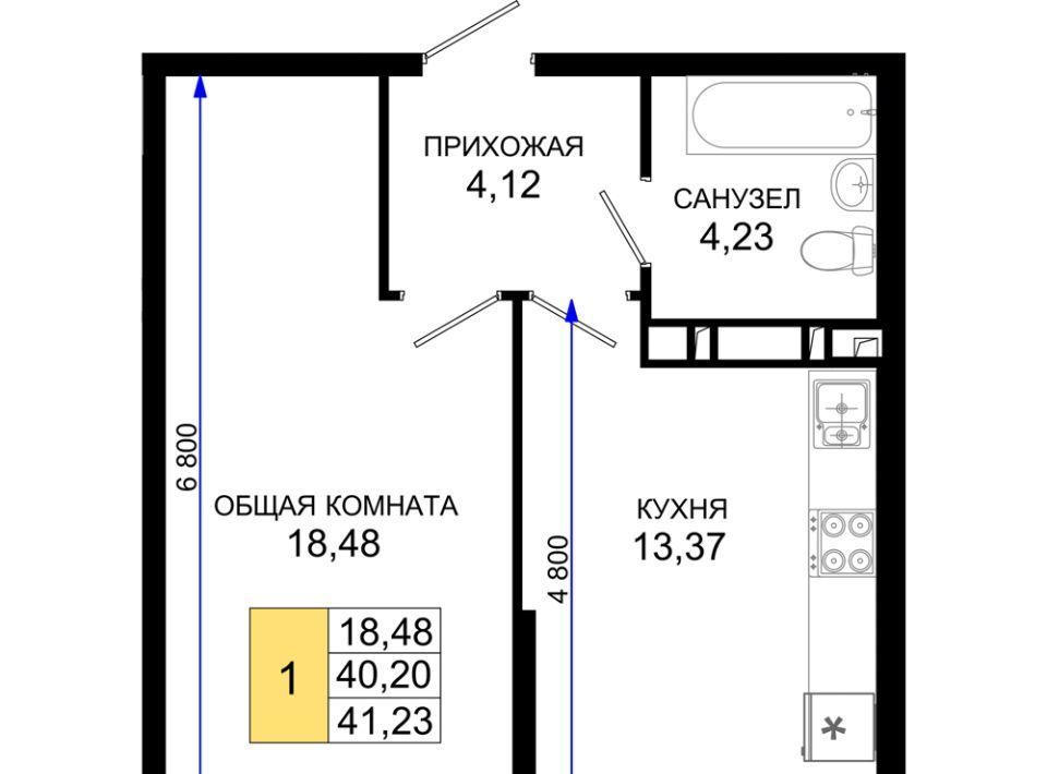 квартира г Краснодар р-н Прикубанский мкр им Петра Метальникова ЖК «Лучший» фото 1