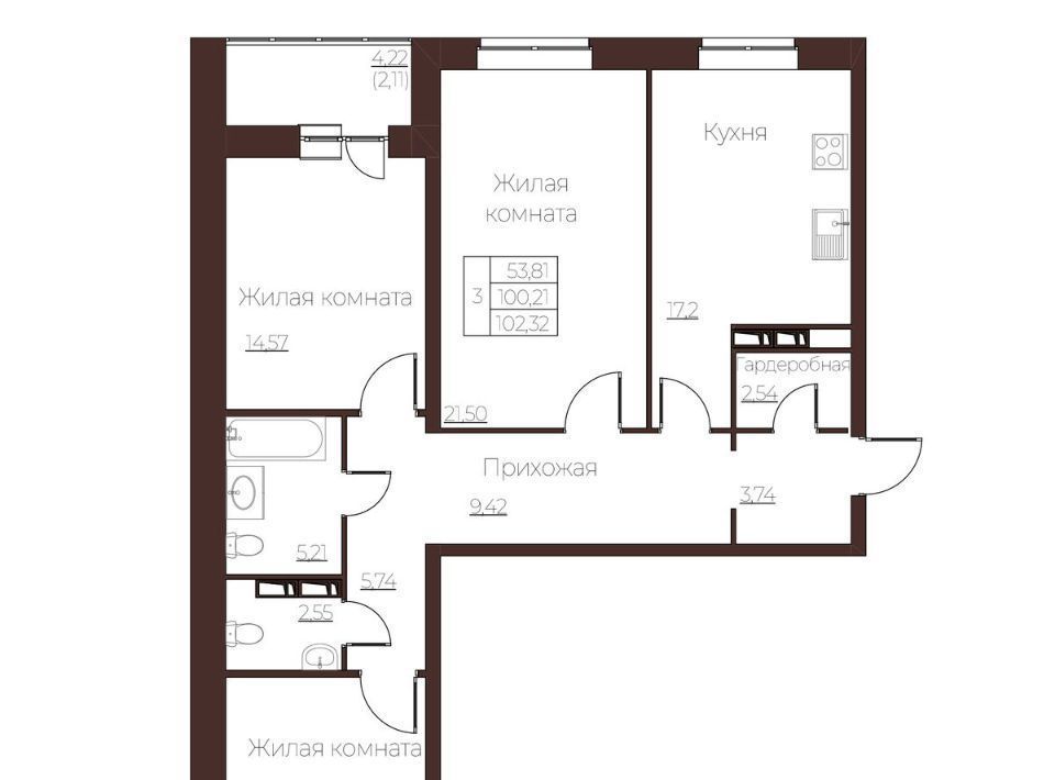 квартира г Орел р-н Заводской ул Левый Берег реки Оки 21к/1 фото 1
