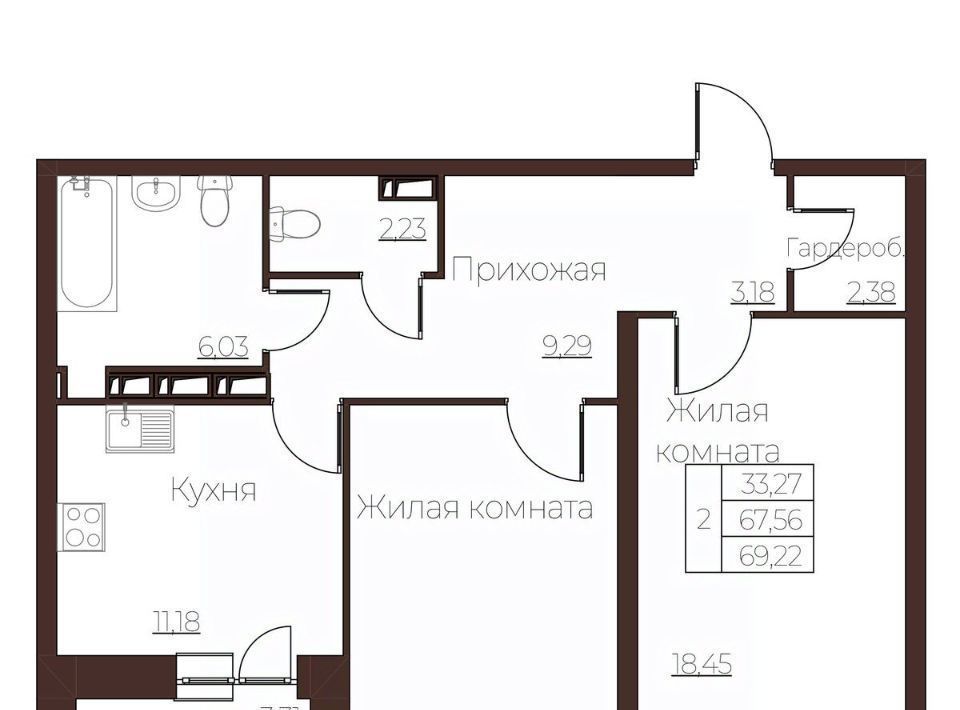 квартира г Орел р-н Заводской ул Левый Берег реки Оки 21к/1 фото 1