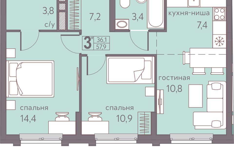 квартира г Пермь ул Сапфирная 15 городской округ Пермь фото 1