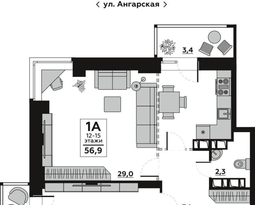 квартира г Волгоград р-н Дзержинский ул Ангарская 7 фото 1