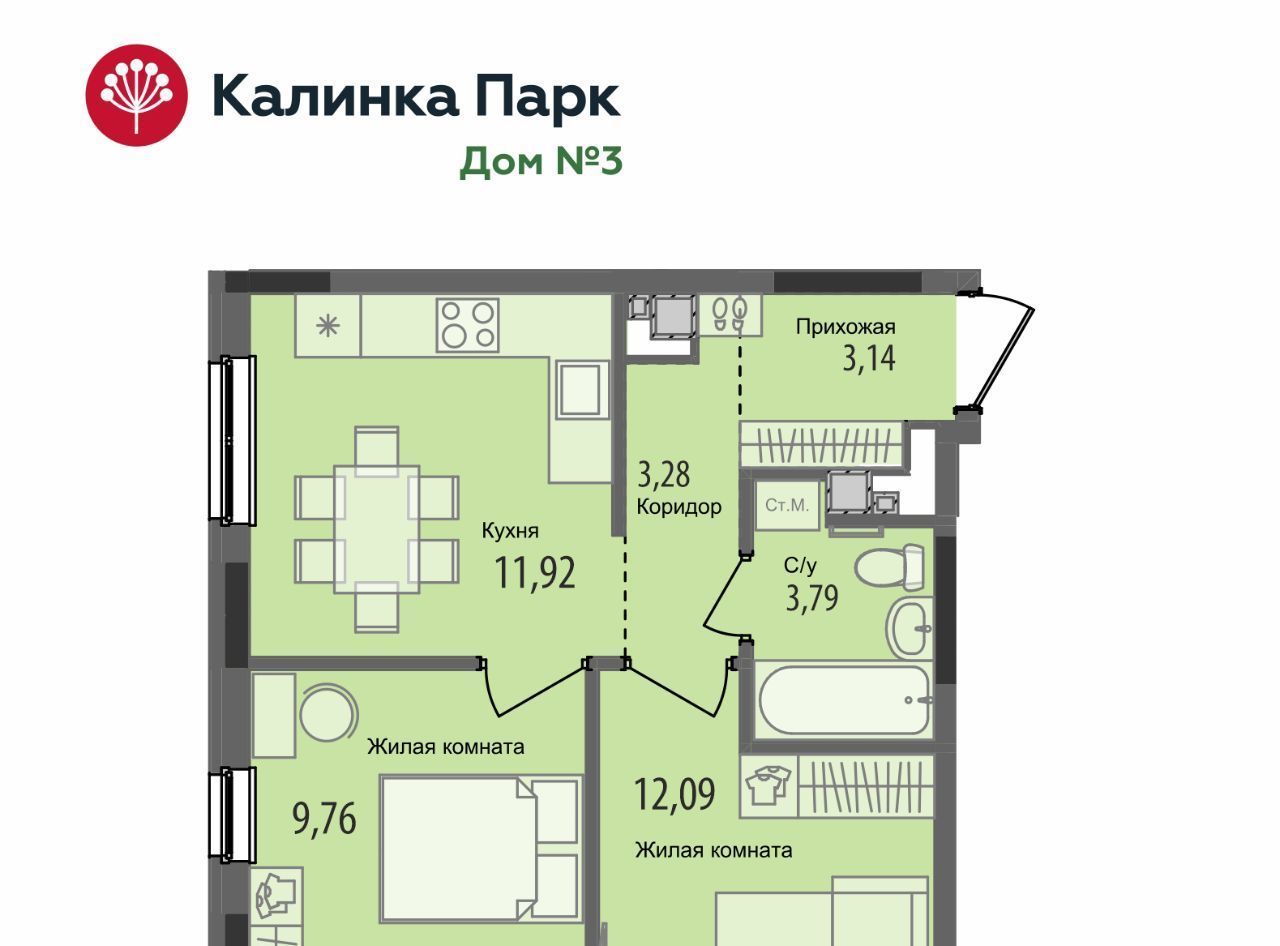 квартира г Ижевск р-н Индустриальный 10-й микрорайон Культбаза микрорайон «Калинка Парк» жилрайон фото 1