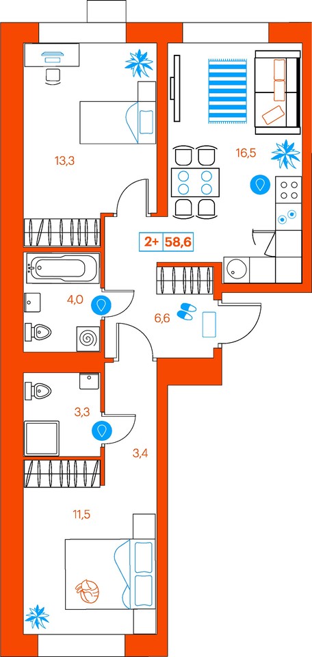 квартира г Тюмень ул Ветеранов труда 36к/1 фото 21