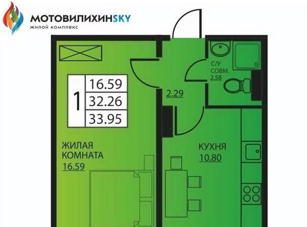 квартира г Пермь р-н Мотовилихинский ул Гашкова 2с/2 53к фото 1