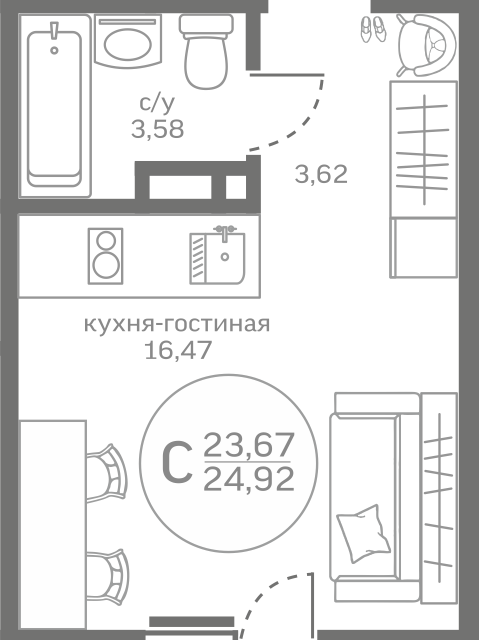 квартира р-н Тюменский д Патрушева жилой квартал Меридиан Юг фото 1