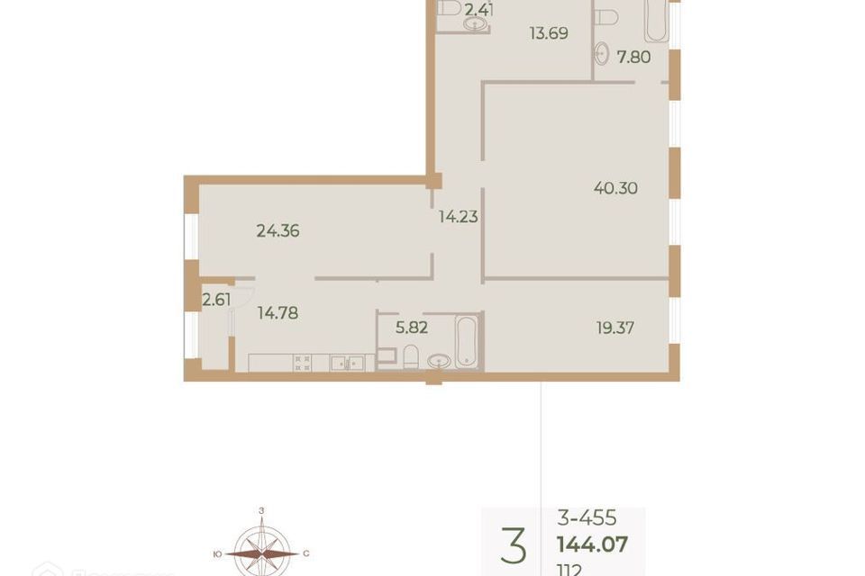 квартира г Санкт-Петербург пр-кт Петровский 11к/3 Петроградский район фото 1