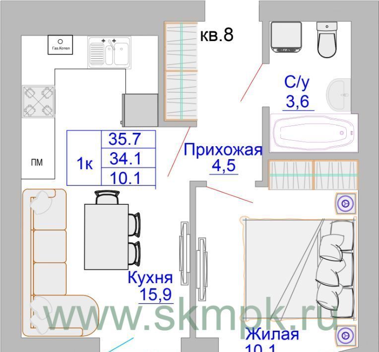 квартира г Калининград р-н Московский ул Печатная фото 1